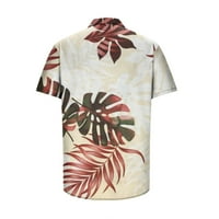 Dugme Down Majice za muškarce Regularni Fit Hawaiian Style Ispiši kratki rukav kamp ovratnik T-košulje