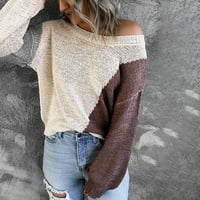 Jesen i zimski ženski povremeni bluza za pulover O-izrez dugih rukava patchwork vrhovi džemper topli