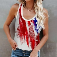 Američkim stavovima za zastavu Žene USA zvijezde Stripes Patriotska majica Ljetni casual rubne bez rukava,