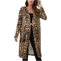 Modna žena s dugim rukavima otvorena prednja kaputa za bluze Leopard bluza vrhovi vruće6sl4883660
