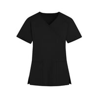 Bazyrey Womens Ljetni vrhovi Čvrsta tiskana bluza Ženski okrugli vrat Trendi kratkih rukava Lose TUNIC