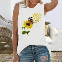 Ljetni vrhovi rezervoara za žene Slatka suncokret tiskani prsluk prsluk s majicom bez rukava majica
