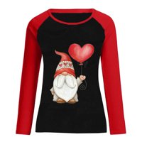 Proljeće Trendy Valentines Dnevne majice za žene Raglan dugih rukava Ležerne prilike slatki gnome sa