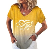 Modne bluze za žene V-izrez tiskani kratki rukav suncokret labav pulover T-majice XL