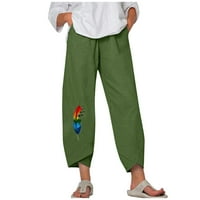 Posteljine visokog struka Žene modne žene Visoke strukske hlače za latice od perja s perjemnim pamučnim i posteljinom Svestrane casual pantalone pamučne posteljine