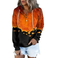 Yubatuo Halloween Hoodie za žene grafičke dukseve kostiljke s kapuljačom s dugim rukavima s kangaroo džepom narančasta 2xl