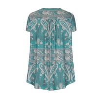 Patlollav ženske vrhove klirence dame dame modni ispis casual v-izrez kratki rukav labav majica bluza