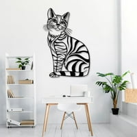 Ljubitelj mačaka Poklon Metalni zidni umjetnička umjetnost za dom i izvana - Zidna geometrijska metalna