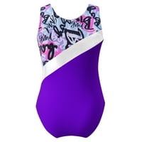 Dječja djevojka gimnastika Atletski leotard jednodijelni kupaći kostimi Purple Graffiti 6