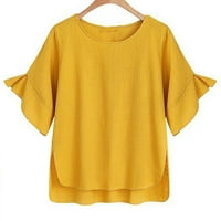 Ženski vrhovi bluza plus veličina pamučna posteljina labava kratka rukava majica Top casual majica