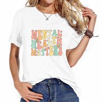 Groovy mentalno zdravlje je važno ljudsko mozga bolest an ženski trendi ljetni tee - grafička majica