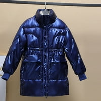 Zimske jakne za žene za žene čišćenje žena vanjska odjeća FAU zimski kopč kaput duge čvrste jakne džepne