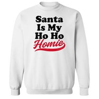 Božićni odmor Santa iis moj ho homie grafički bijeli muški pamučni pulover dukserica