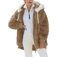 Ženski modni kaput žene plus size zimski topli plišani kaput sa kapuljačom sa kapuljačom