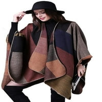 Dabuliu ženska boja blok šal wapl plus veličina kardigan poncho ogrtač otvoreni prednji dugi zimski