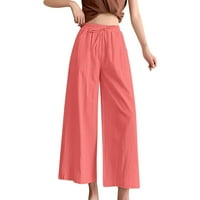 Pulkoer čvrsta boja visoki struk udobne čvrste elastične kratke hlače Žene džepne casual pantalone Žene