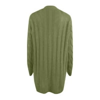 Sksloeg ženski džemper za žene, otvoreni džemper sa džepovima sa džepovima, vojno zeleni 5xl
