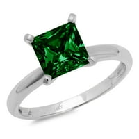 0,5ct princeza rez zeleni simulirani smaragd 14k bijeli zlatni godišnjički angažman prsten veličine