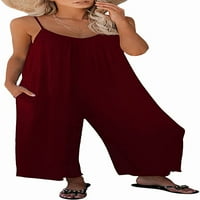 Haljine za žene Ženske ležerne remene bez rukava slobodno podesivi skokovi rastezljive duge hlače za rušenje s džepovima