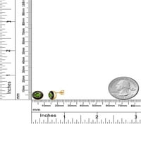 Gem Stone King 1. CT okrugli zeleni hromirani diopside 18k žute pozlaćene srebrne minđušene crne emajle