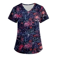 Žene sandress casual cvjetni ispis V-izrez kratki rukav labav bluza majica top m