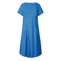 Efsteb ženske haljine Cleariance Ljeto Čvrsto boje Trendi kratkih rukava haljina Crewneck Labava haljina