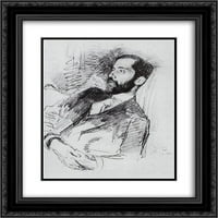 Ilya Repin matted crnarna ukrašena uokvirena umjetnička štampa 'Portret Dmitri Serguyevich Merezhkovsky'