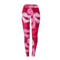 Jyeity New Fashion, tiskane joge hlače visoke struk labave ravne duge hlače maslace meke tajice za žene vruće ružičaste veličine s
