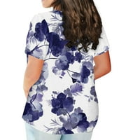 APEPAL Plus veličine za žene Tunic cvjetni casual kratkih rukava T majice okrugli vrat labavi bluze