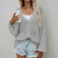 Ženska prednja otvorena džemper s dugim rukavima Ispis pletene lagane jednokratne kupovine Trendy Cardigan