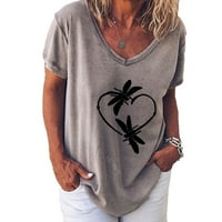 PXIAKGY Pulover modni gornji majica Print rukava s kratkom oreznom bluzom za obrubu ženska ženska bluza