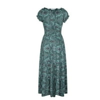 Zunfeo haljine za žene - V izrezani Trendy Ležerne prilike udobne haljine kratke rukavice djevojke Green