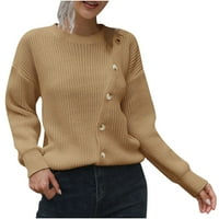 Simplmasygeni Ženski povremeni dugi pulover Dugme dugme Dugme dugme Dugme u pulover sa dugmetom Džemper