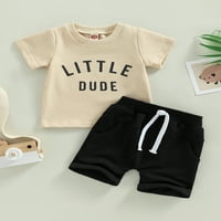 Meihuida Toddler Boys Ljetni outfit Postavlja kratki rukav O vrat pisma Ispis majica + kratke hlače