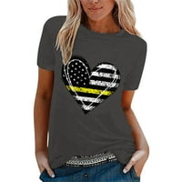 Dnevne majice za zastavu za žene za žene grafičke teže u obliku srca otisnih kratkih rukava sa labavim
