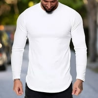 Muški sportski fitnes na otvorenom zakrivljeni rub čvrsta boja okrugli vrat majica s dugim rukavima