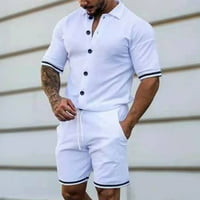 MUG MILCLE MENS tipke dolje majice Podesite ležerne outfit kratkih rukava kratke hlače od zrake bijele
