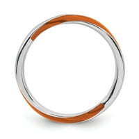Čvrsta srebrna srebrna uvijena narančasta narančasta emajlirana prstena vječna pojasa veličine 10
