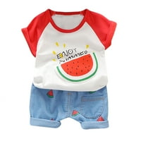HUNPTA Baby Boy Girl Outfits o vrat lubenica Print Tops traper Hratke Set odjeće