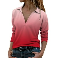 Ljetne košulje pamučne košulje za gamaše ženske ležerne vrhove V izrez Print tunika Dugme s dugim rukavima