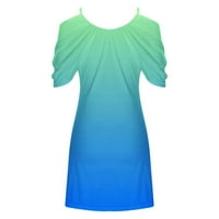 Ljetna ženska kratka haljina visoki struk Off-ramena ručna haljina kratkih rukava, plava, xl