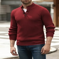 Muški džemper mogli se džemper sa dugmetom za vrat dugih rukava rebrani džemperi