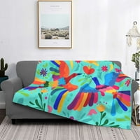 Meksički otomi cvijeće ptice za ptice Topla životinja Art Flannel Blaket 3D cvjetni ispisani bacanje pokrivač za krevet kauč za krevet