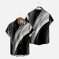 Muška bluza za ispis Ljetna moda Havajski stil kratkih rukava Lapel majice Tamno siva, XXXL