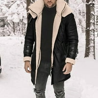 Zimske smeđe jakne za muškarce plus veličine kaput rever ovratnik dugih rukava podstavljena kožna jakna