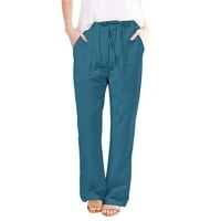 Oieyuz pamučne platnene pantalone za žene Osnovne poteškoće elastične pantalone sa labavim hlače sa