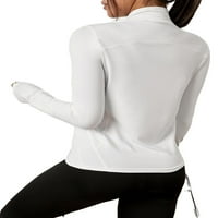 Ženske sportske jakne sa sportskim jakni Solid Bool Funnel vrata patentni zatvarač bijeli s