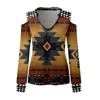 Ležerne prilike dugih rukava za jesen modni grafički print V izrez labavi fit bluze ugodne osnovne pulover