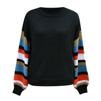 Vrhovi za žene pulover dugih rukava jesen i zimski casual labavi jesenski trendovi džemperi crni s-6xl