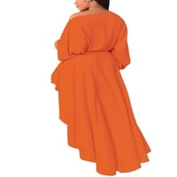Glookwis dame neregularne haljine Crew Crt Maxi haljina dugih rukava Party Plain One rame Narančasta